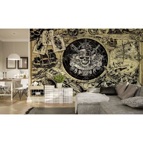 Papier Peint intissé panoramique Pirate des Carïbes 5 fond sépia Disney 400X250CM (1/4)