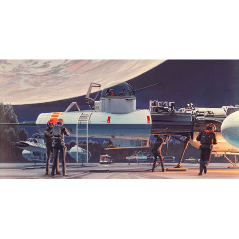 Papier peint panoramique moderne Star Wars Classique RMQ Hangar Yavin (1/4)