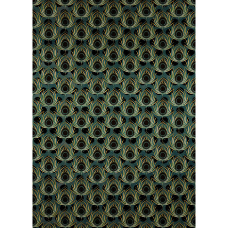 Papier peint panoramique classique Paon Vert (1/4)