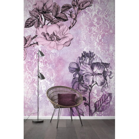 Papier peint panoramique classique Baroque Rose (1/4)