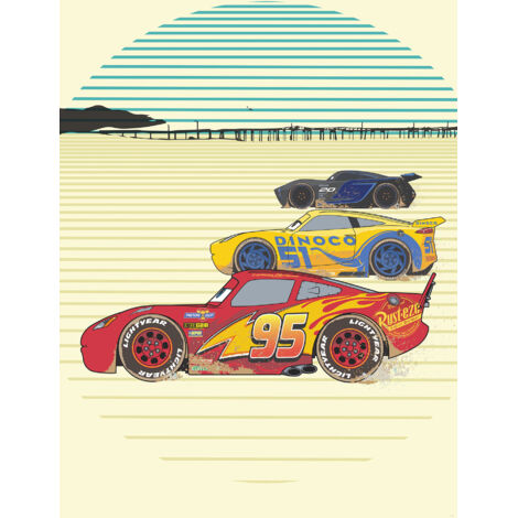Papier peint panoramique enfant Cars Lignes Fluides