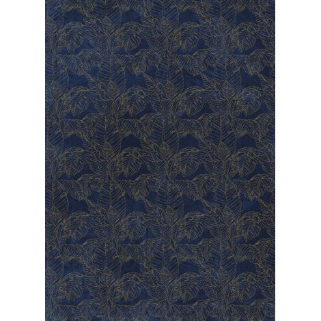 papier peint panoramique feuille d'or bleu et or  - Sanders & Sanders (1/4)
