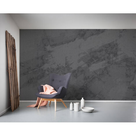 Papier peint panoramique classique,modern Maya Tweed b/w (1/4)