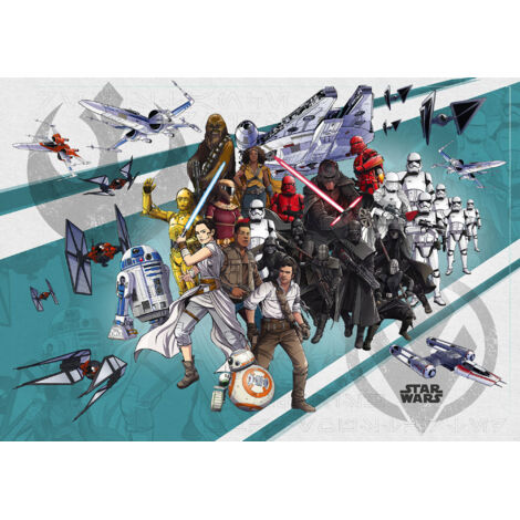 Papier peint panoramique romantique,moderne Star Wars Dessin Animé Collage Large (1/4)