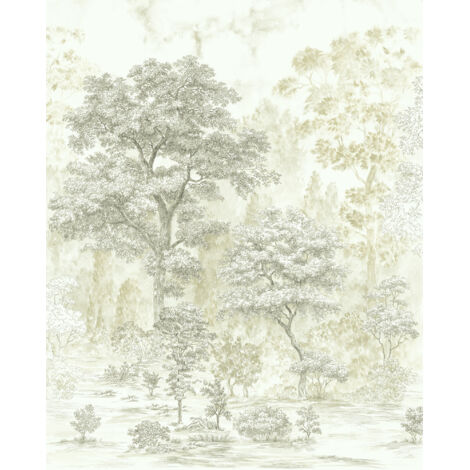 Komar – Papier peint panoramique arbres nobles – Motif moderne – Pose simplifiée – Finition résistante – Pour salon, chambre, bureau