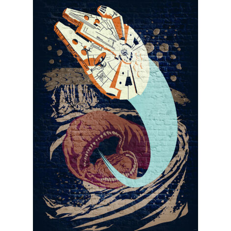 Papier peint panoramique moderne Star Wars Classique Ver Astéroïde Béton (1/4)