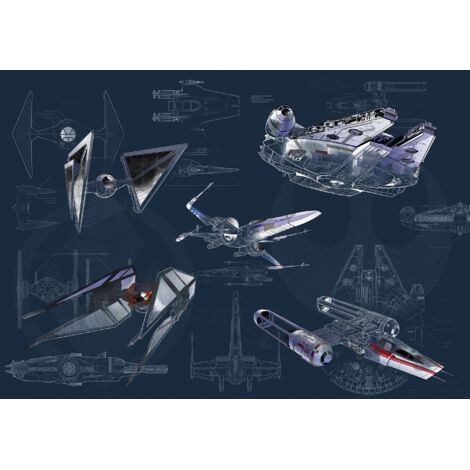 Papier peint panoramique moderne Star Wars Plan Directeur Sombre (1/4)