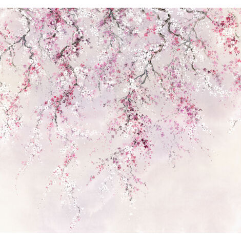 Papier peint panoramique fleurs de cerisier – 6 panneaux intissés de 50 cm – Dimensions 300 x 280 cm – Impression écologique sans solvant – Komar
