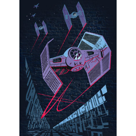 Papier peint panoramique moderne Star Wars Classique TIE-Fighter Béton (1/4)