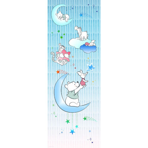 Papier peint panoramique enfant Winnie l’Ourson Porcelet et Étoiles (1/4)