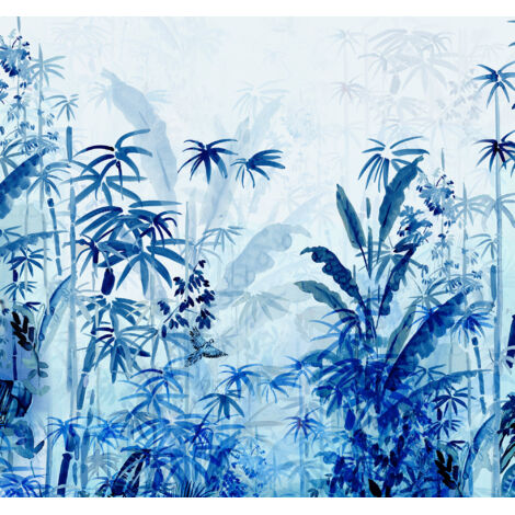 Papier peint panoramique naturel Jungle Bleue (1/4)