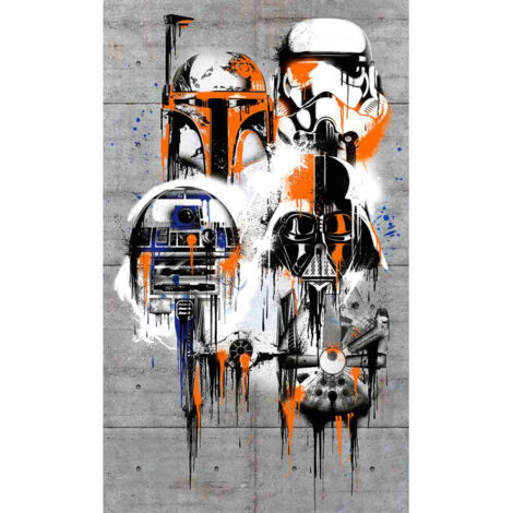 Stickers Muraux Vinyl Enfant - Personnages Mario X Star Wars - Déco Chambre