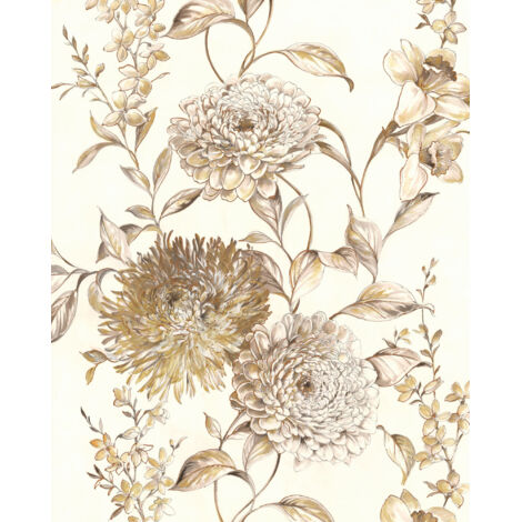 Papier peint panoramique romantique Chrysanthème Vintage (1/4)