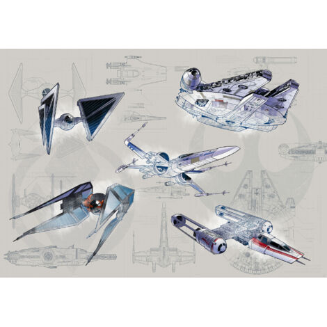 Papier peint panoramique moderne Star Wars Plan Directeur Clair (1/4)