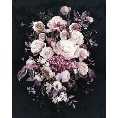 Papier peint panoramique romantique Bouquet Noir (1/3)