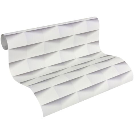 Papier peint 3D motif géométrique Tapisserie trompe l'oeil blanche Papier peint moderne & original pour salon & bureau