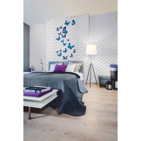 Papier peint 3D motif géométrique Tapisserie trompe l'oeil blanche Papier peint moderne & original pour salon & bureau