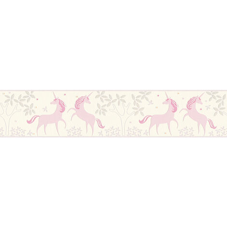 Frise papier peint chambre fille licorne Frise tapisserie enfant frise murale rose Frise papier peint animaux enfant idéal pour chambre enfant