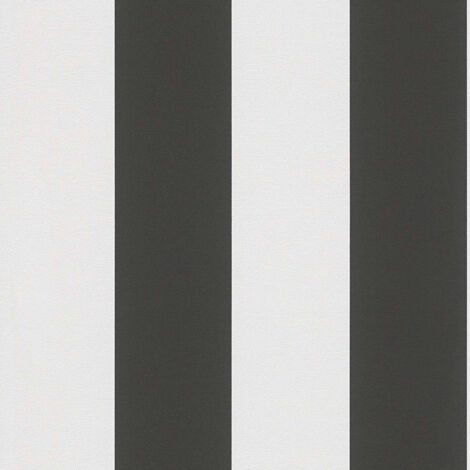 A.S. Creations – Papier peint à rayures noir et blanc – Tapisserie moderne pour salon, couloir et chambre adulte – Pellicule amovible – Largeur 53cm