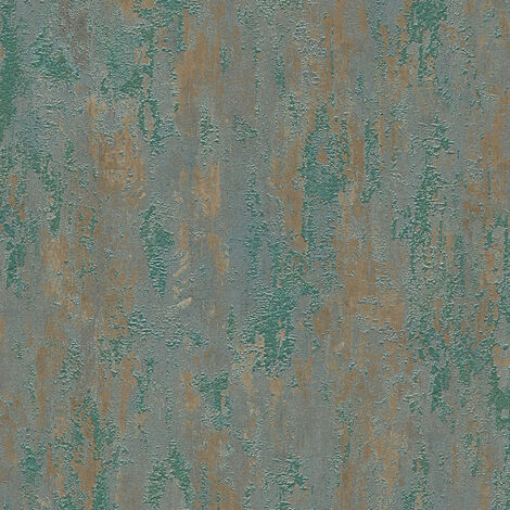 papier peint effet béton vert, marron, blanc brillant et gris - A.S. Création