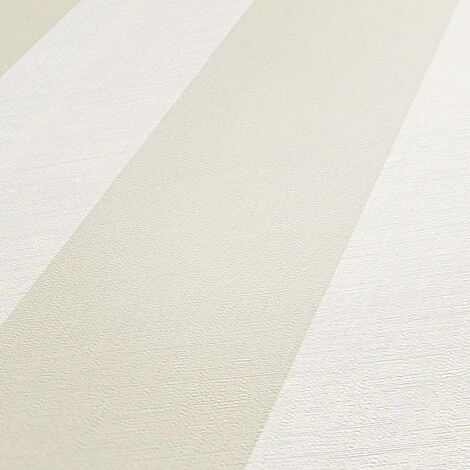 Papier peint beige & blanc crème à rayures Tapisserie rayures beige chambre adulte & salon Papier rayé intissé