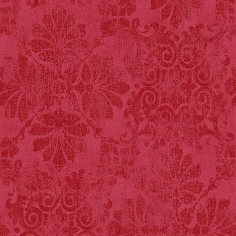Homemaison – Papier peint baroque intissé rouge brillant avec paillettes bordeaux – 10,05 m x 0,53 m – Pose facile – Lessivable et strippable