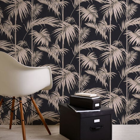 Papier peint jungle Papier peint tropical Papier peint exotique Rose Anthracite 369191