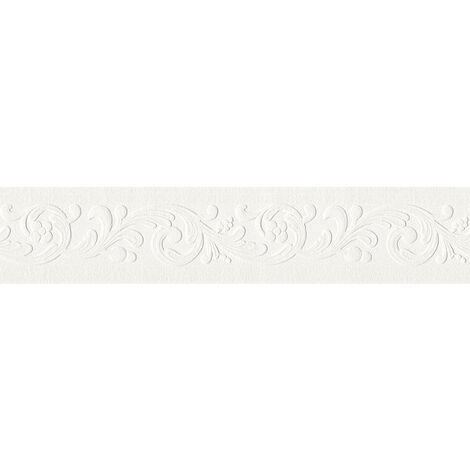 Bordure de papier peint Blanc Décoration murale amovible Frise Murale Autocollant Papier Peint Autocollant imperméable en PVC Plinthe Autocollant 15X300CM