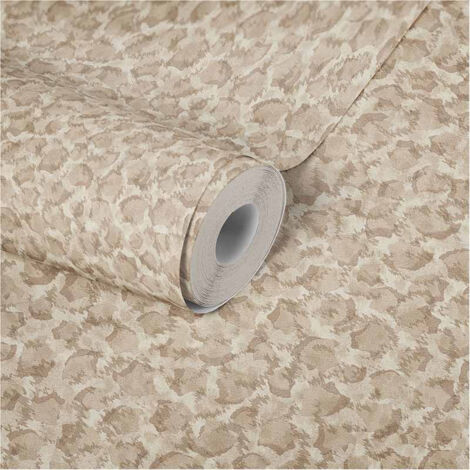 Papier peint motif léopard marron & beige Tapisserie léopard tendance pour chambre adulte Papier peint animaux moderne