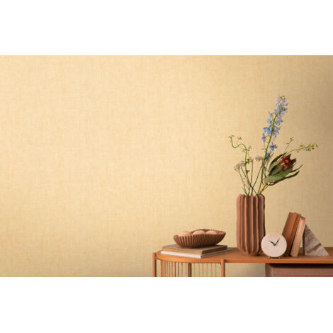Papier peint intissé uni jaune - 10,05 x 0,53 m - collection Cosmopolitan (1/5)