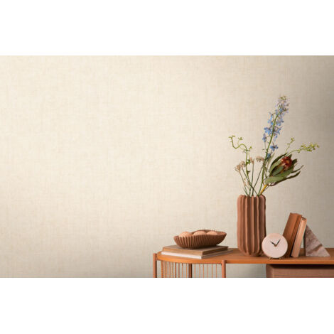 Papier peint intissé uni beige et crème - 10,05 x 0,53 m - collection Cosmopolitan (1/5)