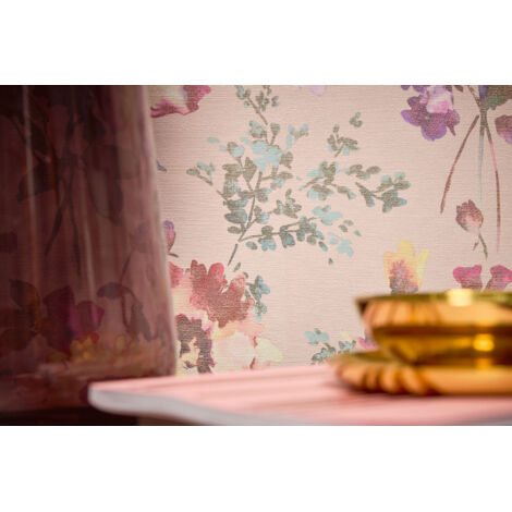 Papier peint intissé rose, style fleuri et vintage - 10,05 x 0,53 m - collection Cosmopolitan (1/5)