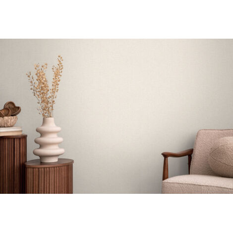 Papier peint intissé uni aux tons beige et crème - 10,05 x 0,53 m - collection Cosmopolitan (1/5)