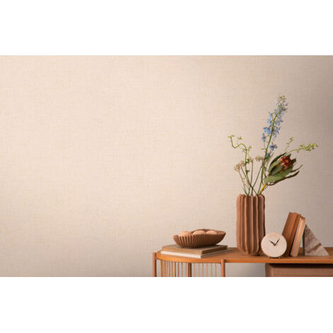 Papier peint intissé uni aux tons crème, or et rose - 10,05 x 0,53 m - collection Cosmopolitan (1/5)