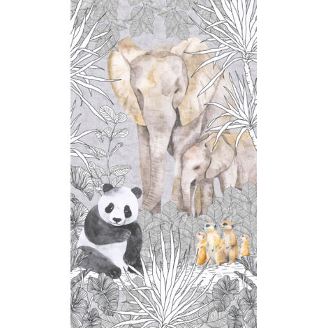Panoramique, Fresque Animaux Gris Lilly & Luis A.S. Création (1/3)