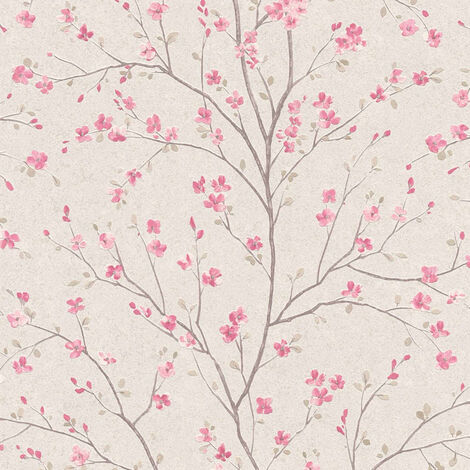 Échantillon DIN A4 de Papier peint vinyle lessivable avec motif de fleurs  et d'oiseaux à l'anglaise - Victoria Blossom 126371 de GAULAN