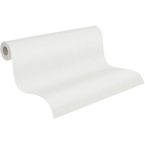 Papier peint uni blanc discret Papier peint non-tissé pour salle de bain et cuisine avec vinyle Papier peint uni blanc