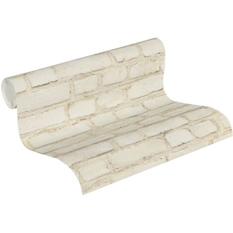 Papier peint brique beige chambre adulte Tapisserie moderne effet pierre beige Papier peint intissé brique beige couloir