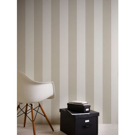 Papier peint rayé beige chambre adulte Tapisserie à rayures beige & blanc idéale salon Papier peint intissé vinyle couloir