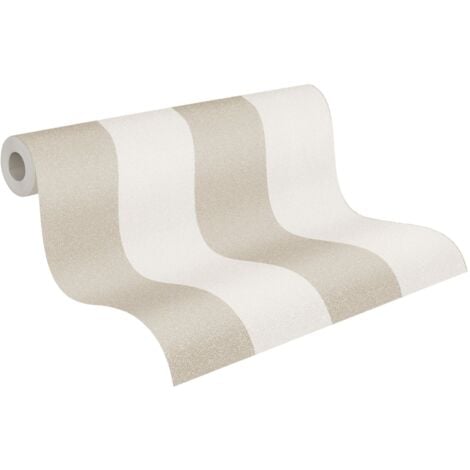 Papier peint rayé beige chambre adulte Tapisserie à rayures beige & blanc idéale salon Papier peint intissé vinyle couloir