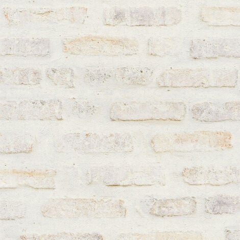Papier peint brique blanche et beige | Papier peint tendance style industriel tapisserie moderne | Papier peint intissé salon et chambre d'ado - 10,05 x 0,53 m