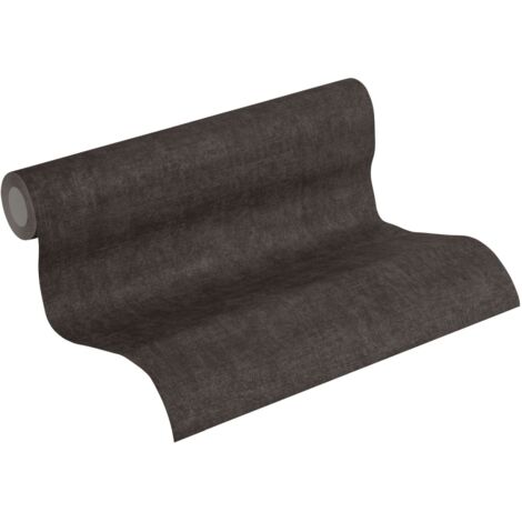 Papier peint non-tissé foncé uni Papier peint lin noir et marron pour salon et chambre à coucher (1/5)