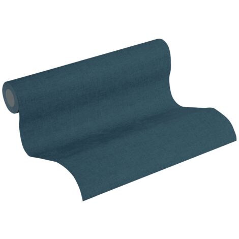 Papier peint uni pétrole bleu Papier peint lin uni, idéal pour salon et chambre à coucher Papier peint non-tissé bleu foncé (1/5)