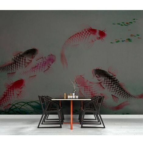Papier peint panoramique dancing kois 1 DD110771 Livingwalls Walls by Patel - 270 x 400 cm (4 pièces) (1/4)