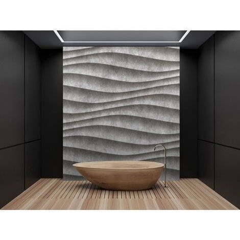 Papier peint panoramique 3D béton Tapisserie panoramique trompe l'oeil grise Papier peint panoramique idéal salle de bain & salon (1/3)