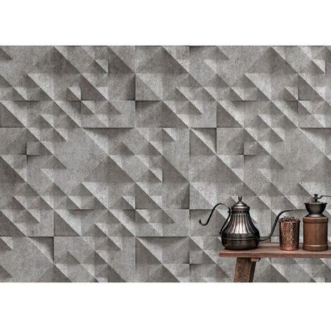 Papier peint panoramique 3D grise idéale salon et couloir Tapisserie panoramique gris trompe l'œil Papier peint panoramique angle de mur béton (1/3)