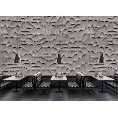 Papier peint panoramique restaurant & salle à manger Tapisserie panoramique 3D gris trompe l'œil Papier peint panoramique béton à motif de formes (1/3)