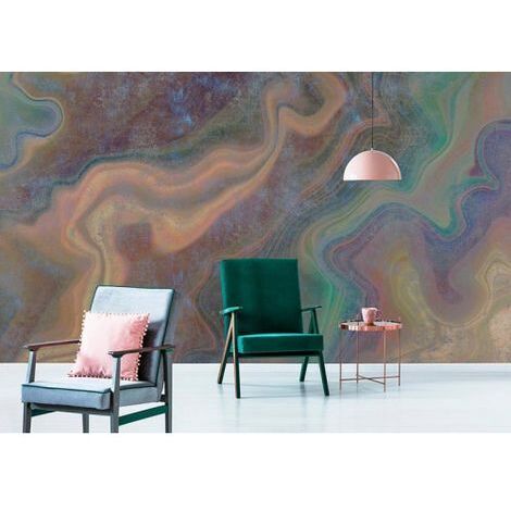 Papier peint panoramique multicolore à motifs marbre Tapisserie panoramique abstrait idéal salon tendance Papier peint panoramique design couloir (1/3)