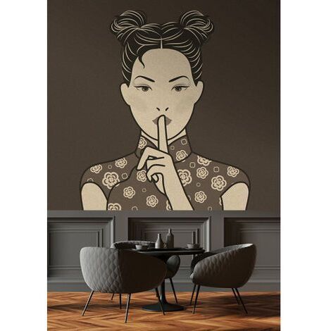 Papier peint panoramique japonais beige et gris Tapisserie panoramique design pour chamnbre Papier peint panoramique pour bureau (1/3)