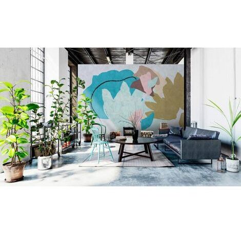 Papier peint panoramique graphique multicolore Tapisserie panoramique idéal pour bureau Papier peint panoramique moderne pastel (1/3)